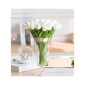 Dekoratif Çiçek Çelenk Toptan Beyaz Yapay Çiçek Yüksek Kaliteli Gerçek Touch PU Tip Masaüstü Düğün Ev Dekorasyon Hediyesi M DHB5C
