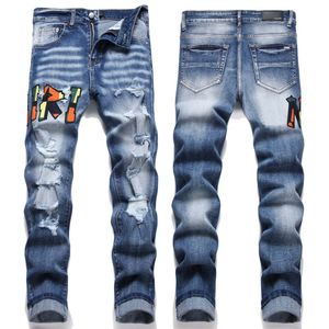 Herrenjeans, Slim-Fit-Jeans, Damenspielzeug für Jungen, Stapelhose, Mann, Hip-Hop, Mode, Reißverschluss, waschbar, Buchstabenjeans, Retro-Luxus-Herrendesign, Motorrad, Radfahren, schmale Hosen, Kleidung