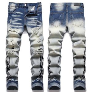 Mens Hole Yabsera s tasarımcılar kot pantolon sıkıntılı moda düz bayan bisikletçisi streç kot gündelik jean erkek sıska pantolon elastik