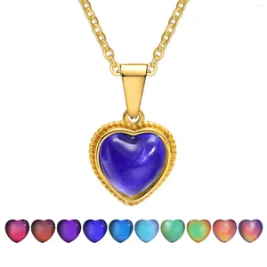 Ожерелья с подвесками, меняющие цвет, эмоциональное настроение, каменное ожерелье в форме сердца для женщин, регулируемая цепочка с датчиком температуры