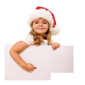 Noel Süslemeleri Şapkalar Santas Hat Yüksek dereceli uzun PROST P Santa Claus Sevimli Adts/Kids Cosplay Party Drop Teslimat Ev Bahçesi Festivali Su Dh6hl