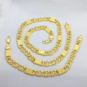 Kolye küpeleri Set İtalyan Takı 18K Altın Kaplama Son Tasarım Kadın Erkekler Bakır Uzun 23cm Bilezik Nijeryalı Parti Düğün Mücevherat