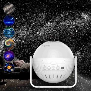 Ночные огни светодиодные звездные ночные свет 6 в 1 планетарий Protectionr Galaxy Starry Sky Lamp USB вращающиеся ночные огни YQ240207