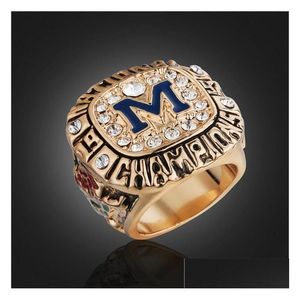 Küme Yüzükleri NCAA 1997 Michigan Üniversitesi Woerina Rose Bowl Üst düzey Şampiyona Yüzüğü Erkek Takı Arkadaşları Doğum Günü Hediyesi Fan M DHL2G