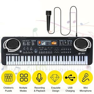 61 клавиша детская электронная клавиатура фортепиано с микрофоном музыкальный инструмент USB цифровой электрический орган подарки игрушки для детей 240124