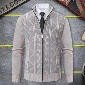 Erkek Sweaters 1 PC Erkekler Sonbahar Kış Kış Kazak Cepleri Fermuar Plak Örgü Kaplama Stant Yaka Yüzyüz