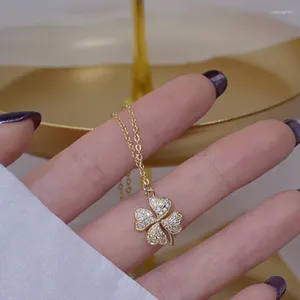 Anhänger 14k Echtgold plattiert Feinschmuck Exquisite Micro-Intarsien Zirkon Blatt kurze Halsketten für Frau Luxus Schlüsselbeinkette Halskette