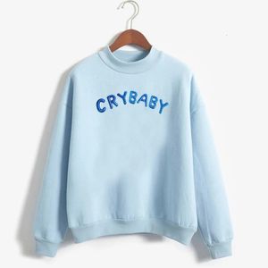 Kadın Sweatshirt Cry Baby Hoodie Kadınlar Komik Kawaii Pembe Sweatshirt Uzun Kollu Küleyler Sıcak Katlar Harajuku Street Giyim 240125