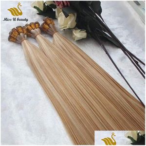 Плетение человеческих волос 2 пучка Remy Hand Tie Weft Weave Высококачественное наращивание человеческих волос Оптовая продажа Цвет Настраиваемая прямая доставка Pro Dhuga