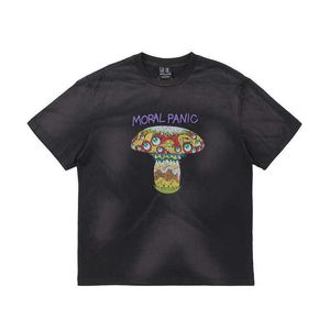 Мужские футболки SAINT MICHAEL CHO Artist Murakami Takashi Collaboration Mushroom Eye Print VTG Worn Out Washed с короткими рукавами Мужские