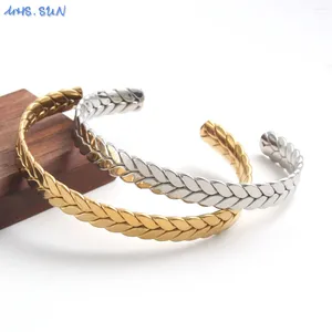 Bracciale MHS.SUN Braccialetti con polsini aperti in acciaio inossidabile Semplicità Oro Argento Colore Larghi Uomini Donne Regali di gioielli per feste quotidiane