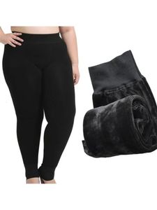 Cuhakci calças quentes grossas plus size inverno leggings mulheres veludo leggins preto manter calças de cintura alta 240202