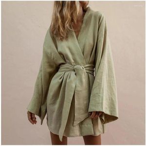 Women's Sleepwear Casual Kimono Robe For Women Nightgown Fashion Loungewear Bathrobe Ladies Solid Pajamas Woman Loose Bath Female