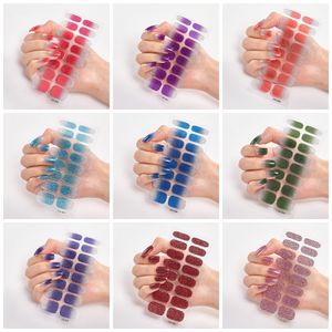 Бесплатные 16 насадок для ногтей, оптовая продажа, градиентный блеск, смола, лак для ногтей, простая водонепроницаемая наклейка для ногтей, полноцветная сплошная цветная наклейка