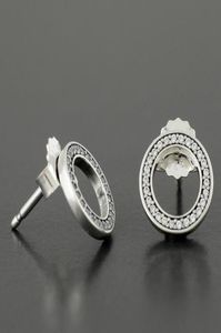 Toptan- 925 STERLING Silver Circle Saplama Küpe CZ Diamond Women Moda Küpe için Orijinal Kutu Seti 9333892