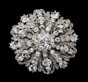 2 Polegada estilo vintage ródio tom de prata tamanho grande flor strass diamante broche de cristal para mulher 8677371