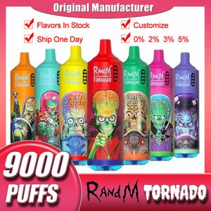 Оригинальные одноразовые электронные сигареты RandM Tornado 9000 Puff с проверенным кодом 9k 0% 2% 3% 5% перезаряжаемая батарея 18 мл устройство Vape Pen vabon vapsolo vapen poco 10000