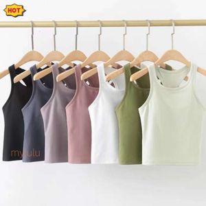 Reggiseno yoga Ebb canotta da donna canotta slim LU senza maniche completi da yoga camicia spazzolata sport da allenamento per donna con reggiseno imbottito