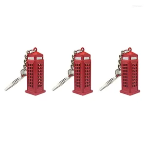 Anahtarlıklar 3x Vintage Telefon Kabini İngiliz Minyatür Londra Araba Anahtar Yüzüğü Diecast Anahtarlık Hediyesi Kadın Kızlar