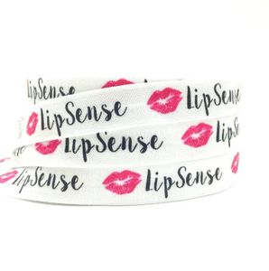5 8 Lip Sense Print Fold Over Elastic Whole Lips Bedrucktes FOE Elastic Tape Ribbon Webbing für Mädchen Pferdeschwanzhalter Haargummi Brace2728001