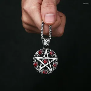 Ожерелья с подвеской, крутая мужская хэви-метал группа со звездой и красным камнем, готические украшения из нержавеющей стали 316L, мотоциклетные украшения, подарок бойфренду