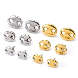 Stud Küpe Modeli Marka Takı Paslanmaz Çelik Altın Renk 8mm 10mm 13mm Soluk Kahve Bilkz Domuz Domuz Burun Yuvarlak Şekli Küpe Aretes Brinc