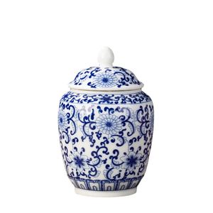 Mavi ve Beyaz Porselen Çay Kavanozu Nem geçirmez Conta Taşınabilir Saklama Kutusu Ev Çiçek Kuş Boyalı Seramik Dekoratif 240125