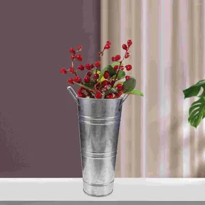 Vazo 2 adet retro teneke varil vazo kettle çiçekçi malzemeleri çiçek kovaları çiçekler için metal vintage galvanizli demir