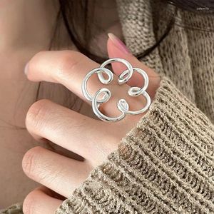 Küme halkaları 925 gümüş açık parmak yüzüğü punk çiçek büyük çizgiler sevimli geometrik istiflenebilir kadın kız mücevher hediye dropship toptan satış