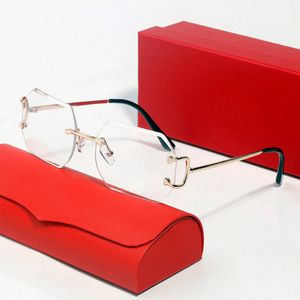 Lüks Tasarımcı Erkekler İçin Güneş Gözlüğü Kadınlar Carter Gözlükleri Metal Altın Çerçeveler Yaz Stili Anti-Ultraviyole Retro Plaka Çerçevesiz Dekoratif Altıgen Gafas Kutu