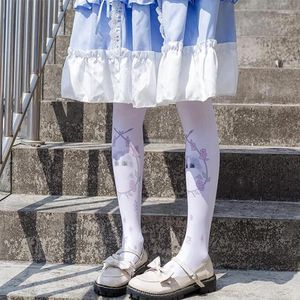 Kadınlar çoraplar Japon kawaii lolita taytlar y2k dövme çorapları külotlu çorap prenses tatlı kızlar tatlı beyaz