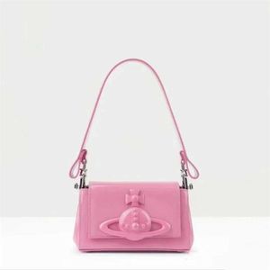 СКИДКА 22% Дизайнерская сумочка Розовая сумка для вдовствующей императрицы Xis Подмышки Сатурн Лаковая кожа Яркое лицо Ручная сумка Spicy Girl Маленькая квадратная универсальная
