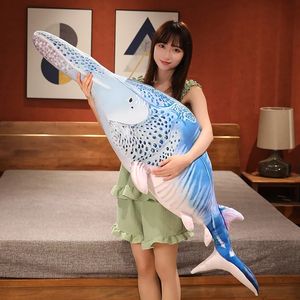Dev 3D simülasyon Beluga balinaları peluş oyuncaklar doldurulmuş yumuşak deniz hayvanı balık sarılmak yastık yaratıcı kanepe yastık çocukları hediye ev dekor 240202