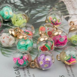Ожерелья с подвесками, 10 шт., 21x16 мм, прозрачный волшебный шар, стекло, полимерная глина, ромашки, фрукты для рождественских украшений, ювелирные изделия, аксессуары «сделай сам»
