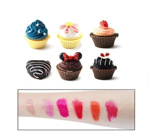 Новая мода Cute Cake Блеск для губ Женщины Девушка Макияж Водостойкая долговечная палитра для губ Многоцветная красота Кекс Блеск для губ Gift9858830