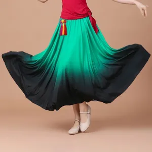 Sahne Giyen Kadınlar İspanyol Flamenko Etek Dans Uygulaması Uzun Büyük Salıncak Gradyan Renk Performansı Çingene Leydi Göbek Elbise