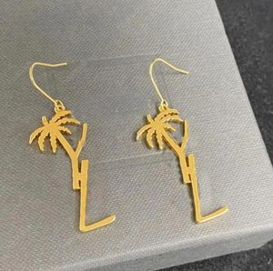 Lüks Kadınlar Saplama Küpe Tasarımcı Takı Palmiye Ağacı Dangle Kolye 925 Gümüş Küpe Y Parti Çıtçıtları Kız Hediye için Altın Çemberler Nişan