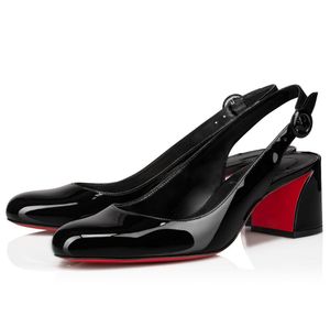 Yaz lüks kırmızı desugner sandaletler ayakkabı çok jane sling patent baldır deri kadın slingback bayan yuvarlak ayak parmağı günde yürüyüş eu35-43 orignal kutu
