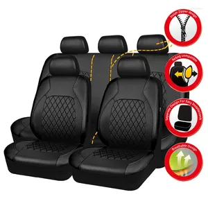 Car Seat Covers PU Leather Universal Airbag Compatible Waterproof Automobile Protector Interior Accessories Fit Most Cars