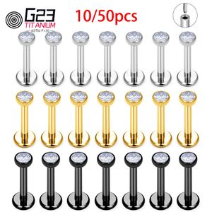 1050pcs G23 ASTM 36 Moda Dişsiz Küpeler Piercing Tragus Stud Crystal Labret Ear Ring Zirkon Helix Kıkırdak 240130