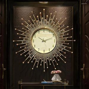 Duvar Saatleri Oturma Odası Saat Modern Işık Lüks Güneş Stil Amerikan Art Deco Ev ve Dekorasyon Dekoru