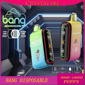 Orijinal Bang Box 9000 ~ 18000 Puff Teslim Edilebilir Vape Ayarlanabilir Duman Hacmi 9K Puflar 18K Puflar Vaper 12 Tatlar Vape LED Kalem İki Mod Elektronik Sigara Sistemi