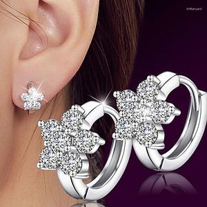 Çember Küpe 925 Sterling Gümüş Moissanite Yıldız Çiçeği Kadınlar İçin Köpüklü Düğün Partisi Güzel Takı Hediyesi Whoelale