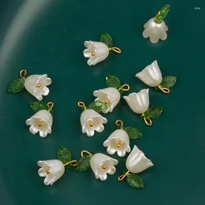 Takılar 10/100 PCS İnci Bell Orchid Kolye Stereoskopik Yaprak Çiçeği DIY Kolye Bileziği için Uygun Ana Zincir Takı Aksesuarları