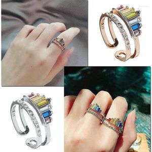 Küme Yüzükleri 925 Sterling Gümüş Gökkuşağı Renk Zirkon Kişiselleştirilmiş Endeks Parmak Yüzüğü Kadın Düğün Moda All-Match Fine Jewelry Hediye