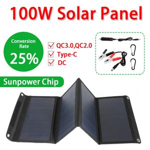 100 Вт QC30, монокристаллическая солнечная панель с быстрой зарядкой, складная портативная система, комплект ячеек, аварийная панель 240131