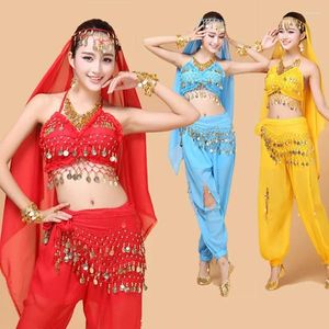 Sahne Giyim Göbek Dans Kostümü Set Kadınlar Performans Bollywood Yarışması Seksi Sequin Üstler Hindistan Flamenko Salsa Oriental Bellydance