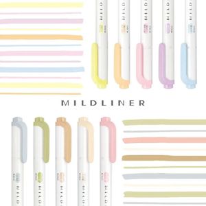 JIANWU 5PcsSet Mildliner Doubleended Highlighters Cute Soft Oblique Head Student Writing Marker Pen Kawaii Stationery Supplies 240124