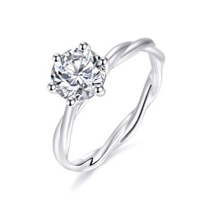 Fábrica Moissanite Pedra Torção 925 Jóias de Prata 1.0CT 6.5mm Solitaire Moissanite Anéis