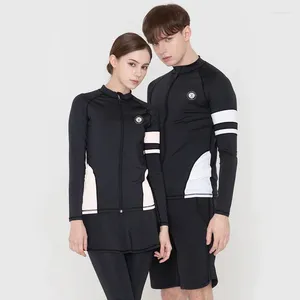 Kadın mayo jczwo döküntü korumaları erkekler kadınlar 2 adet uzun kollu gömlek şortları siyah çiftler sörf mayoları rashguard wetsuits